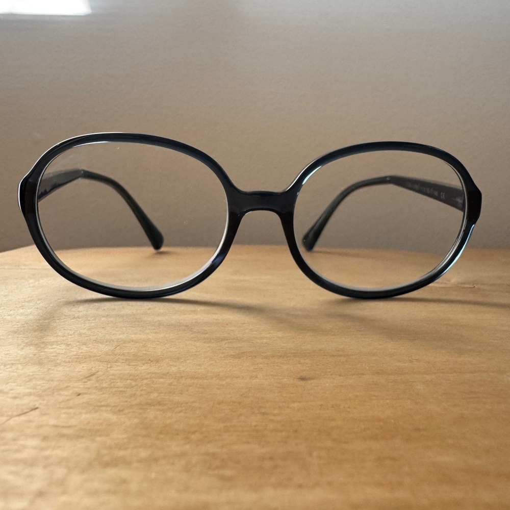 Look Optic Oversized Blue Round Glasses Full-Rim